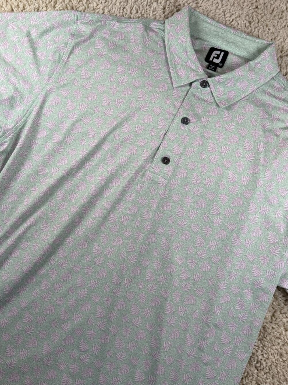 FootJoy FJ Leaf Print Golf Polo Green Purple Men's 2XL
